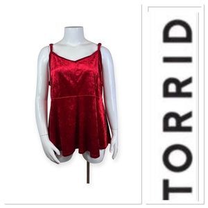 Torrid red velvet peplum adjustable strap top size 4X-26